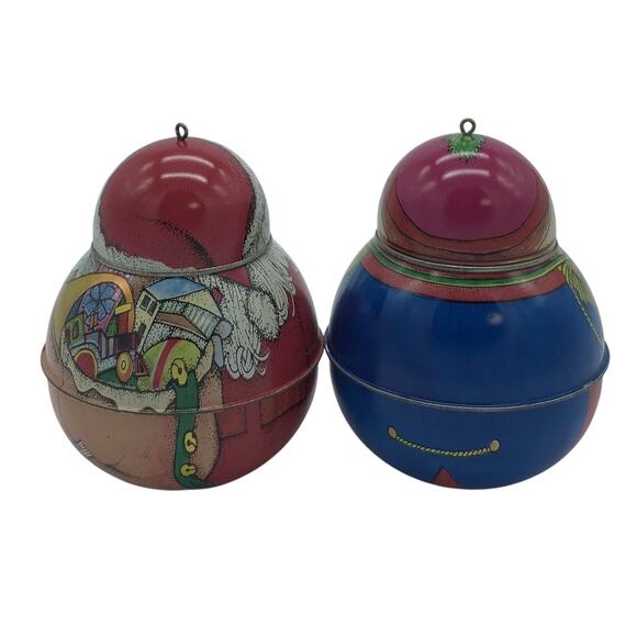 Vtg 1991 Hallmark Keepsake Pressed Tin Ornaments Jolly Wolly Santa Soldier Pair - Picture 3 of 7